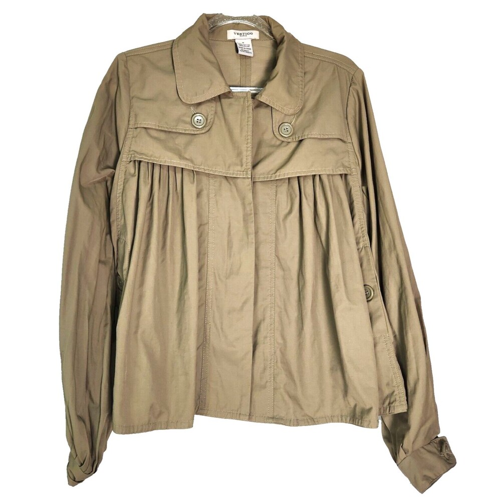 Vertigo Paris Stylish Fennel Colored Jacket Cotton Blend Sz M